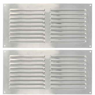 amig Ventilatierooster/muurrooster - 2x - 150 x 300mm - aluminium - zilver - schoepenrooster