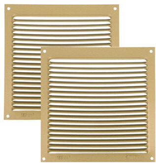 amig Ventilatierooster/muurrooster - 2x - 170 x 170mm - aluminium - goud - schoepenrooster