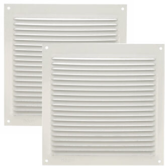 amig Ventilatierooster/muurrooster - 2x - 170 x 170mm - aluminium - wit - schoepenrooster