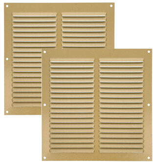 amig Ventilatierooster/muurrooster - 2x - 200 x 200mm - aluminium - goud - schoepenrooster