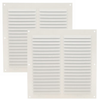amig Ventilatierooster/muurrooster - 2x - 200 x 200mm - aluminium - wit - schoepenrooster