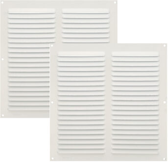 amig Ventilatierooster/muurrooster - 2x - 250 x 250mm - aluminium - wit - schoepenrooster