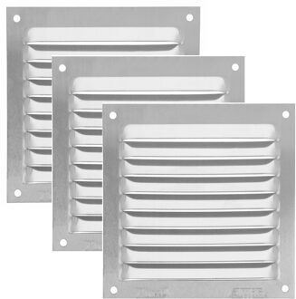 amig Ventilatierooster/muurrooster - 3x - 100 x 100mm - aluminium - zilver - schoepenrooster