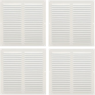 amig Ventilatierooster/muurrooster - 4x - 250 x 250mm - aluminium - wit - schoepenrooster