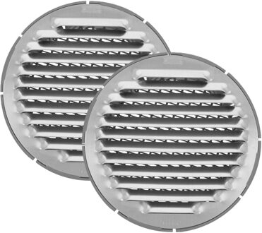 amig Ventilatierooster/muurrooster rond - 2x - voor D100mm buisaansluiting - aluminium