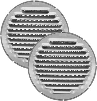 amig Ventilatierooster/muurrooster rond - 2x - voor D120mm buisaansluiting - aluminium - schoepenroo