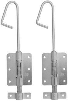 amig Verticaal schuifslot/plaatgrendel - 2x - staal - 40 x 6.2cm - verzinkt - zilver - schutting