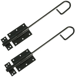 amig Verticaal schuifslot/plaatgrendel - 2x - staal - 40 x 6cm - zwart - schutting - poort