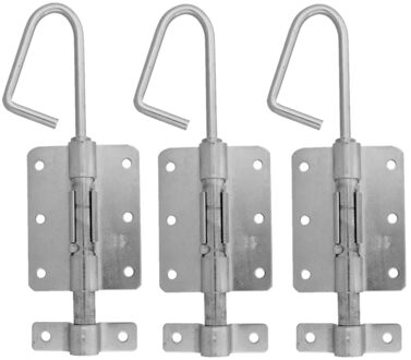 amig Verticaal schuifslot/plaatgrendel - 3x - staal - 20 x 6.2cm - verzinkt - zilver - schutting