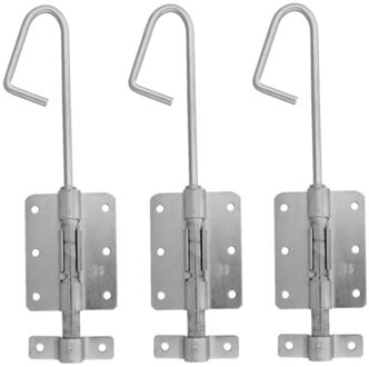 amig Verticaal schuifslot/plaatgrendel - 3x - staal - 40 x 6.2cm - verzinkt - zilver - schutting