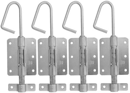 amig Verticaal schuifslot/plaatgrendel - 4x - staal - 20 x 6.2cm - verzinkt - zilver - schutting