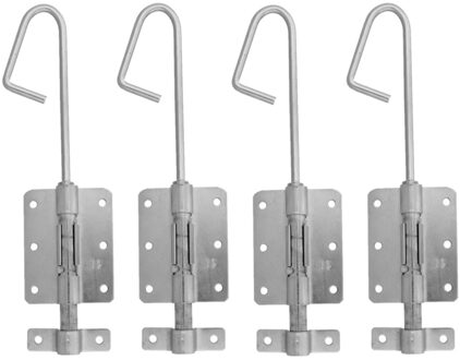 amig Verticaal schuifslot/plaatgrendel - 4x - staal - 30 x 6.2cm - verzinkt - zilver - schutting