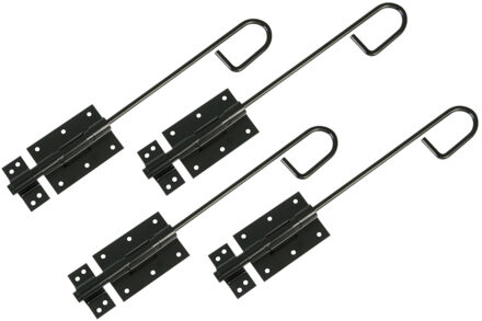 amig Verticaal schuifslot/plaatgrendel - 4x - staal - 40 x 6cm - zwart - schutting - poort