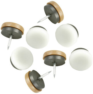 amig Viltglijders/meubelbeschermers met nagel - 12x - D29 mm - stoelpoten - kunststof - bruin