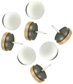 amig Viltglijders/meubelbeschermers met nagel - 16x - D16 mm - stoelpoten - kunststof - bruin