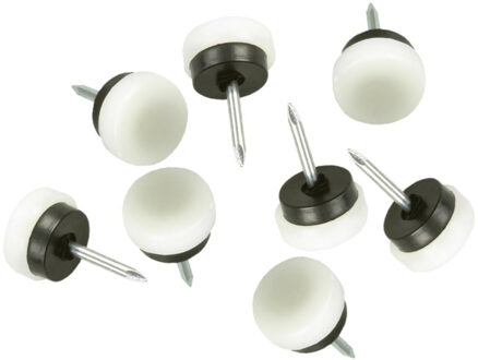 amig Viltglijders/meubelbeschermers met nagel - 8x - D16 mm - stoelpoten - kunststof - wit