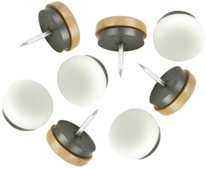 amig Viltglijders/meubelbeschermers met nagel - 8x - D22 mm - stoelpoten - kunststof - bruin