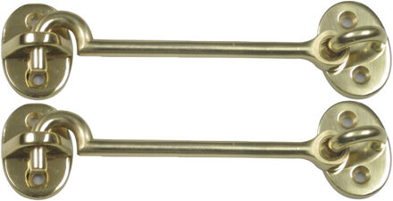 amig windhaak / windhaken - 2x - messing - goudkleur - L10 cm - D5 mm - met schroefoog