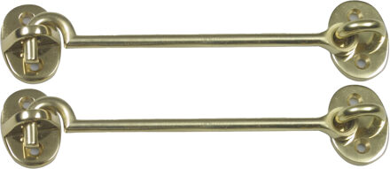 amig windhaak / windhaken - 2x - messing - goudkleur - L12.5 cm - D5 mm - met schroefoog