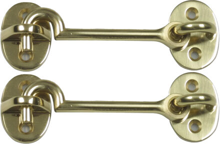amig windhaak / windhaken - 2x - messing - goudkleur - L7.5 cm - D5 mm - met schroefoog