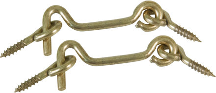 amig windhaak / windhaken - 2x - staal - goudkleur - L10 cm - D4 mm - met schroefoog