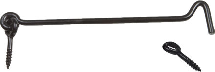 amig windhaak / windhaken - 2x - staal - zwart - L20 cm - D6 mm - met schroefoog - Windhaken en kajuithaken