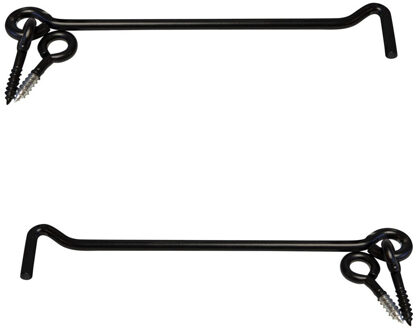 AMIG windhaak / windhaken - 4x stuks - staal - zwart - L20 cm - D6 mm - met schroefoog