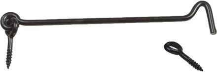 amig windhaak / windhaken - staal - zwart - L25 cm - D6 mm - met schroefoog - Windhaken en kajuithaken