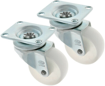 amig zwenkwiel/transportwiel - 2x - D60mm - polyamide - 60kg - wit