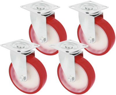 amig zwenkwiel/transportwiel - 4x - D100mm - polyurethaan - 120kg - heavy duty