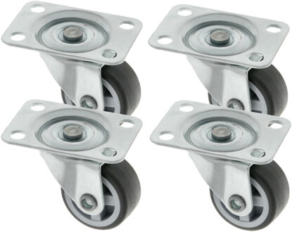 amig zwenkwiel/transportwiel - 4x - D25mm - rubber - 40kg - grijs