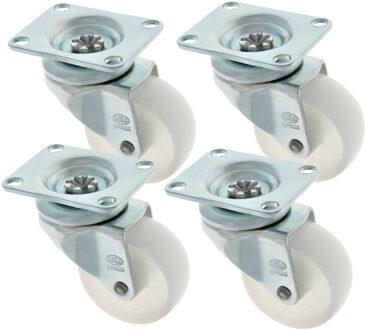 amig zwenkwiel/transportwiel - 4x - D60mm - polyamide - 60kg - wit