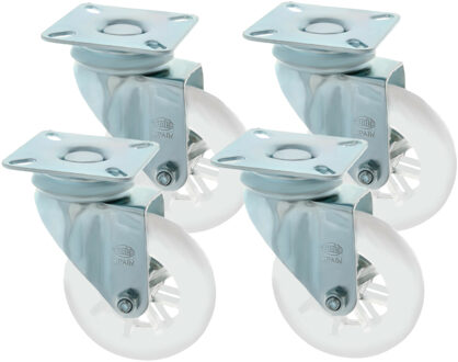 amig zwenkwiel/transportwiel - 4x - D75mm - polycarbonaat - 100kg - transparant