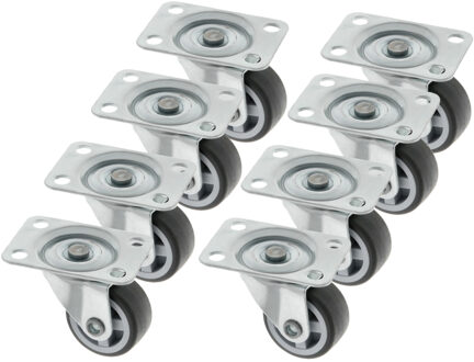 amig zwenkwiel/transportwiel - 8x - D30mm - rubber - 45kg - grijs
