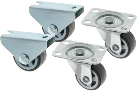 amig zwenkwielenset - D25mm - rubber - 120kg - grijs - 4 wielen