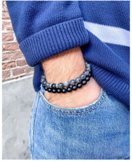 Amigo Sieraden 12092 kralen-armbanden Grijs - M