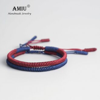 Amiu 2Pc Tibetaanse Boeddhistische Lucky Geweven Tibetaanse Armbanden & Armbanden Voor Vrouwen Mannen Handgemaakte Knopen Dingier Touw Wish armband