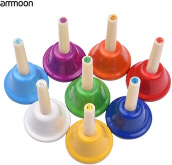 Ammoon 8 Stuks Kleurrijke Tafelbel 8 Note Diatonische Metalen Hand Bells Set Tinkle Bells Percussie-instrument Speelgoed Voor Kids Kinderen
