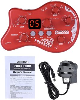 Ammoon Pockrock Draagbare Gitaar Multi-Effect Processor Pedaal Twee-Kleur Gitaar Pedaal Elektrische Gitaar Accessoires UK plug rood