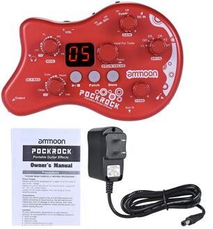 Ammoon Pockrock Draagbare Gitaar Multi-Effect Processor Pedaal Twee-Kleur Gitaar Pedaal Elektrische Gitaar Accessoires US plug rood