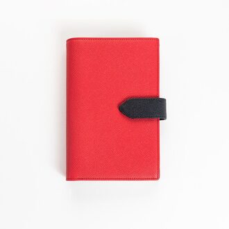 Amnery A6 Bindmiddel Lederen 6 Ringband Notebook Cover Voor A6 Filler Papier, navulbare A6 Persoonlijke Planner Bindmiddel Met Kaartsleuven rood zwart