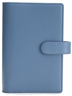 Amnery Lederen Notebook Cover A6 Persoonlijke/A7 Pocket Ringband, 6 Ronde Ringband Journal Hervulbare Voor Pocket Filler Papier blauw- A6 Personal
