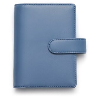Amnery Lederen Notebook Cover A6 Persoonlijke/A7 Pocket Ringband, 6 Ronde Ringband Journal Hervulbare Voor Pocket Filler Papier blauw- A7 Pocket