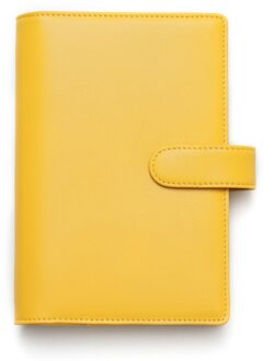 Amnery Lederen Notebook Cover A6 Persoonlijke/A7 Pocket Ringband, 6 Ronde Ringband Journal Hervulbare Voor Pocket Filler Papier geel- A6 Personal