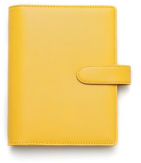 Amnery Lederen Notebook Cover A6 Persoonlijke/A7 Pocket Ringband, 6 Ronde Ringband Journal Hervulbare Voor Pocket Filler Papier geel- A7 Pocket
