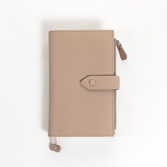 Amnery Lederen Notebook Cover, A6 Slanke Hervulbare Met Pen Lus En Kaartsleuven Grijs
