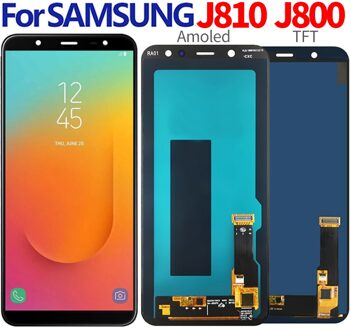 Amoled Voor Samsung Galaxy J8 J800 J800F J810 J810F J810Y J810FN SM-J810F Lcd Touch Screen Digitizer Vergadering 1stk zwart-TFT