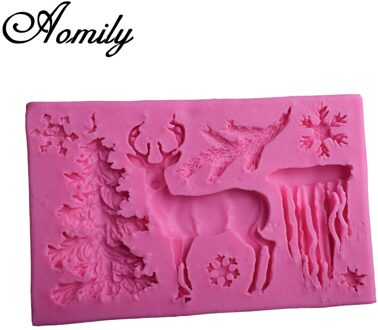 Amoliy Kerstboom Elanden Fondant Chocolade Mold Silicone Mold Sneeuwvlok Cake Decorating Gereedschap Soap Mold Bakken Accessoires