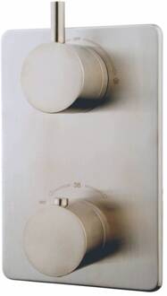 Amon Round Afbouwdeel Thermostaat 2-Weg Geborsteld Staal Aqua Splash