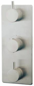 Amon Round Afbouwdeel Thermostaat 3-Weg Geborsteld Staal Aqua Splash